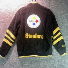 Vtg NFL PITTSBURGH STEELERS Men  s Size Large Varsity Jacket Bomber Snap Button
