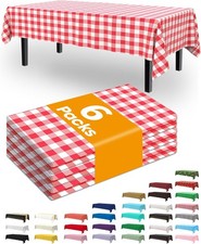 Plastic Table Cloth Disposable 6 Pack, 54 x 108 Inch Table Cloths, Party,