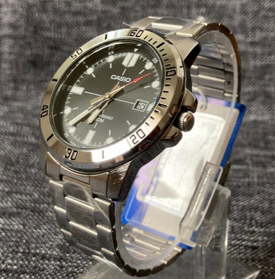 CASIO MTP-VD01D-1EV ANALOGUEDATE SCHWARZES ZIFFERBLATT EDELSTAHL WR 50M BRANDNEU