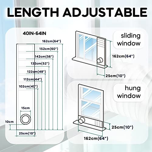 Portable AC Window Vent Kit, Adjustable 10x40-64" Seal, Waterproof, Easy Install