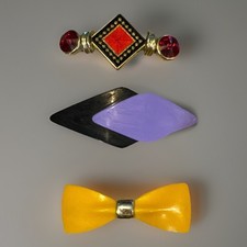 Lot of 3 Vintage Hair Clip Barretts Retro Colorful