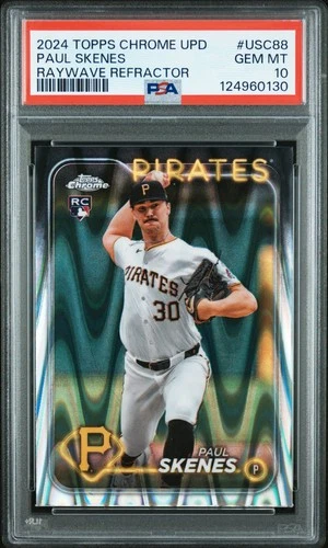 2024 Topps Chrome Update Paul Skenes RayWave Refractor Rookie RC #USC88 PSA 10