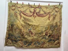 Vintage Fabulous French Aubusson Style Painted Tapestry Wall Hanging Home Decor