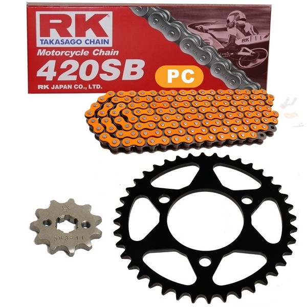 Kettensatz Honda MB 80 S 80-84 Kette RK PC 420 SB 106 Offen Orange 15/40-image