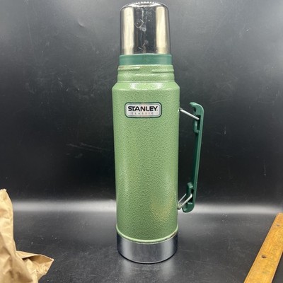 VTG Aladdin Stanley Classic Vacuum Thermos Bottle Green w Handle & Cup