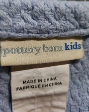 Pottery Barn Kids Baby Crib Blanket 100 Cotton Blue 41 x 46 Cable Herringbone