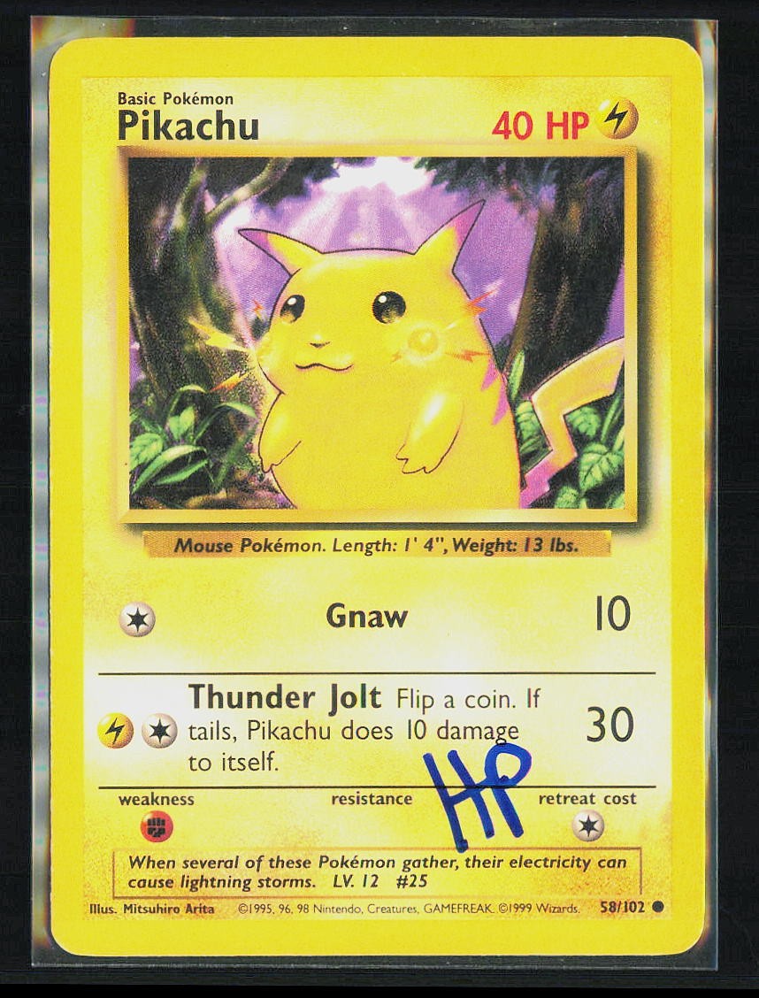 Pokemon Pikachu Base Set Unlimited 58/102 HP