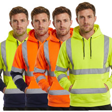 Hi Viz High Visibility Pullover Hoody Safety Workwear Jumper Sweatshirt Hooded