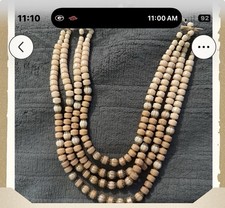Vintage Multi Strand Beige Faceted Glass Bead Necklace 