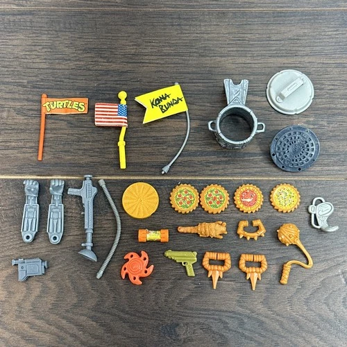 Vintage Teenage Mutant Ninja Turtles Weapons And Accessories Lot Of 25