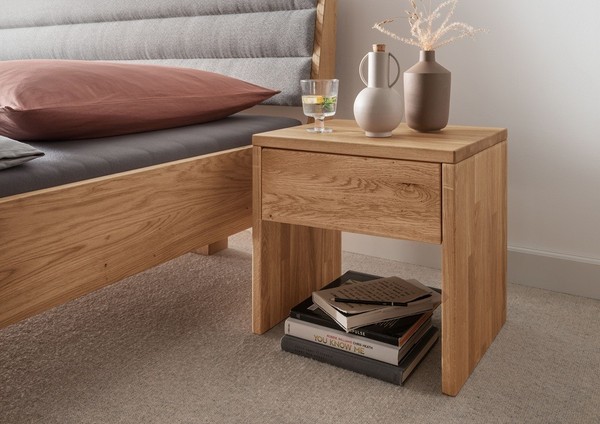 Nachttisch 45X45Cm Massivholz Eiche Wildeiche GeöLt Mit Schubkasten Neu Ovp!!!-image