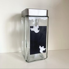 Glass Jar With Chalkboard Ghost Halloween Decor made in USA 2005