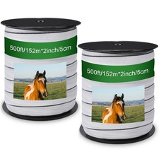 2 Pcs Poly Tapes for Electric Fence Horse Fence Tape Wire, 500 Feet 152.40m ...