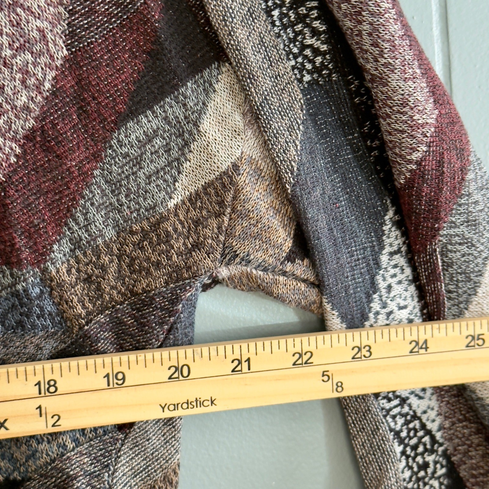 St. Croix Knits USA Sweater XL 90s Abstract Coogi Style Geometric Pattern Flaw