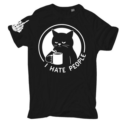 Herren TShirt I Hate People Katze Morgenmuffel kein Bock montag arbeit