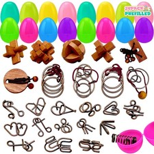 24 Pack Easter Eggs Fillers with Brain Teaser Puzzle Set, Prefilled Easter Eg...