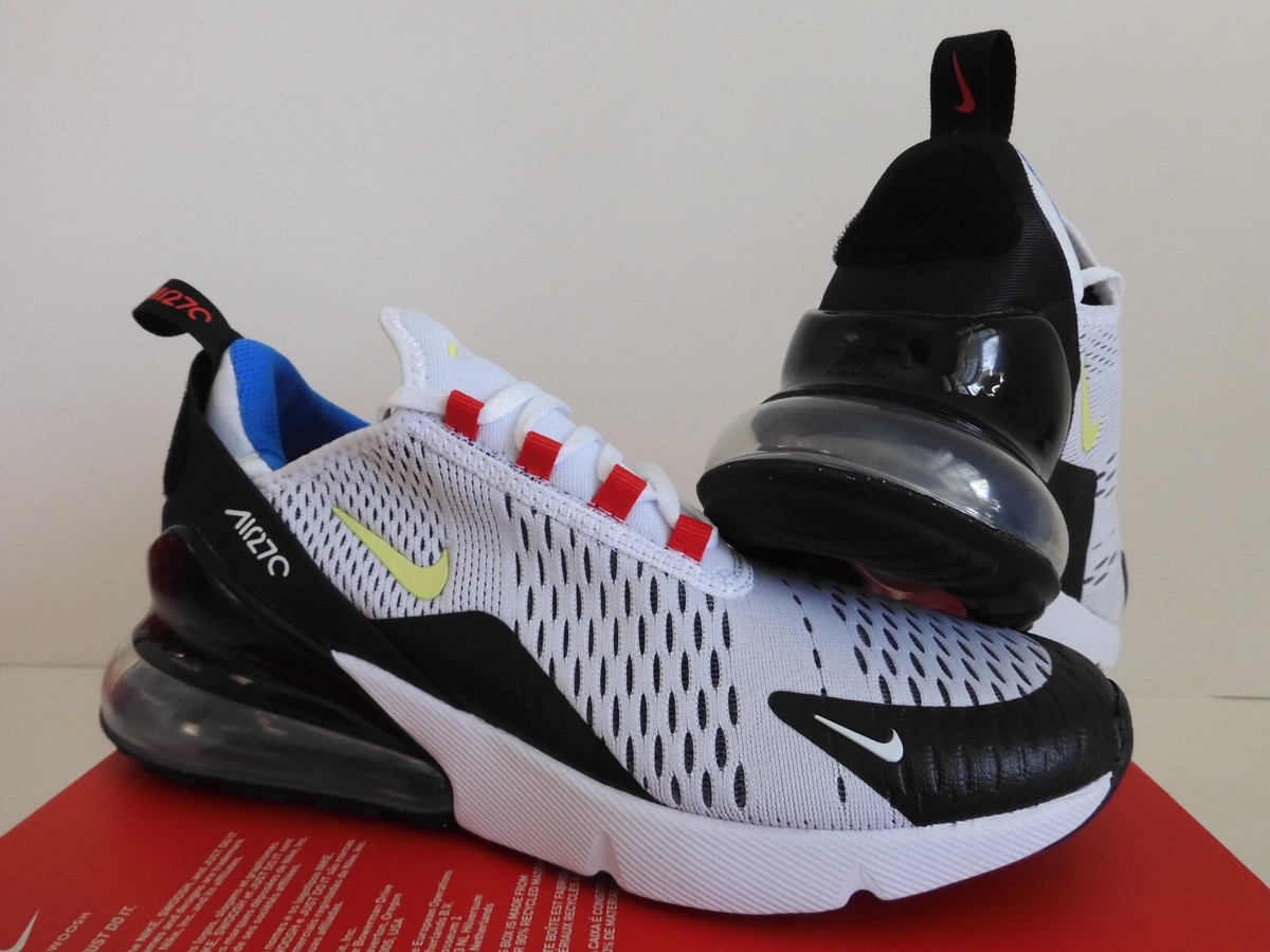 NIKE MAX 270 GS WHITE-LIGHT LEMON TWIST-BLACK SZ 7Y-WOMENS