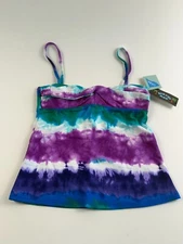 Bikini Bay Twist Top Bandini Underwire Tankini Blue/Purple Tie-Dye  Size 12  NWT