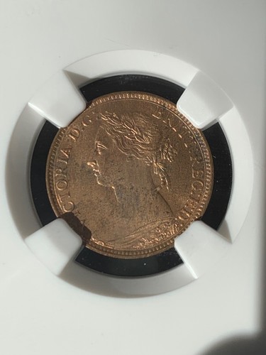 1890 Great Britian 1/4P Crichel House Cache Raindrop Race Wager NGC MS 64 RB - Picture 4 of 8