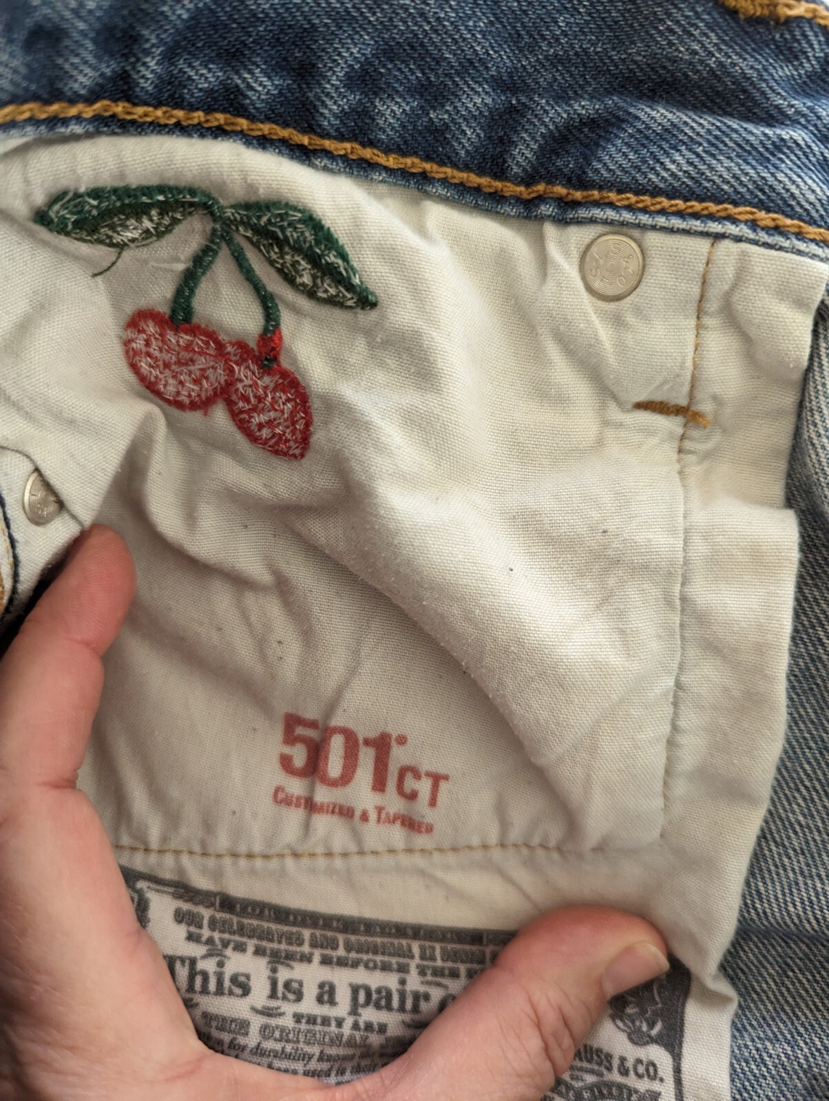 Levi 501 CT customized patchwork button fly jeans… - image 9