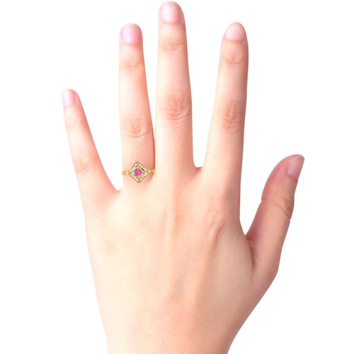 Rose Love Lab-Created Pink Sapphire Diamond Ring In 14k Gold - Picture 18 of 26