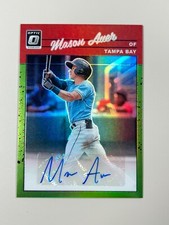 Mason Auer Signed 2023 Panini Donruss Optic Lime Green Card #1990-MA Retro /50