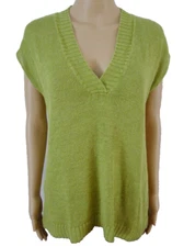 Eileen Fisher Petite 100% Hemp Green Relaxed Sleeveless Knit Casual Top Sz PM