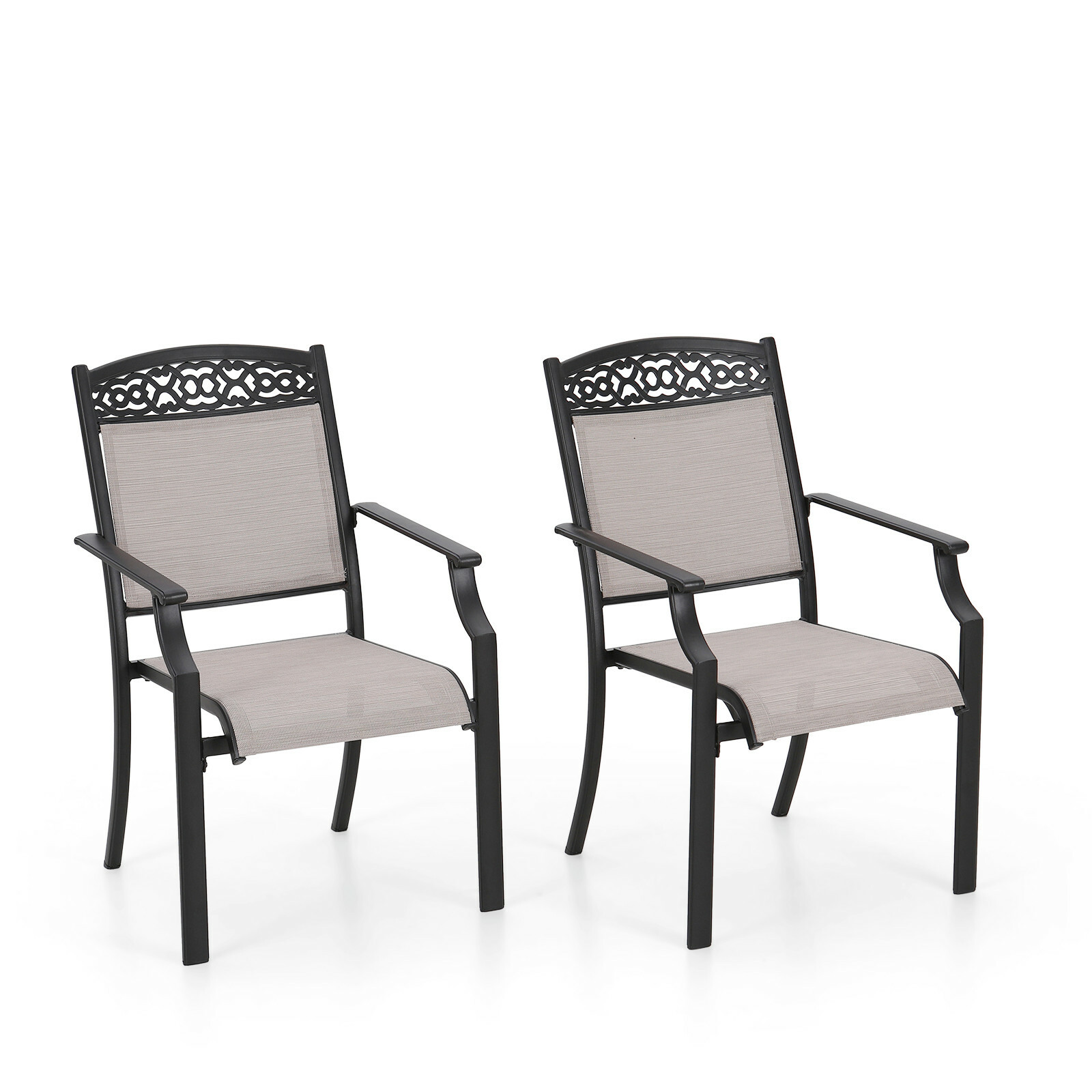 Outdoor Dining Chair Set of 4 Cast Aluminum Stackable Patio Chairs for