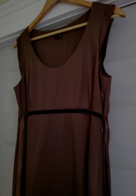 $495 Theory Silk Tie-Front Sleeveless Dress Chocolate Brown - Size 6 | eBay