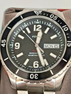 Mens FOSSIL FB-02 FS5687 Stainless Steel Black Dial Wristwatch BNIB | eBay