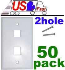 Lot50pk Keystone flush Wall face Plate 2/Two/Dual mounting Hole/Jack/Port{WHITE