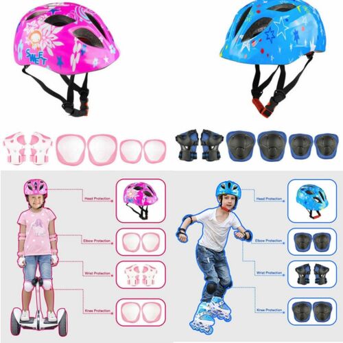 7PCS/Set Boys Girls Kids Safety Skating Bike Helmet Knee Elbow Protective Gear