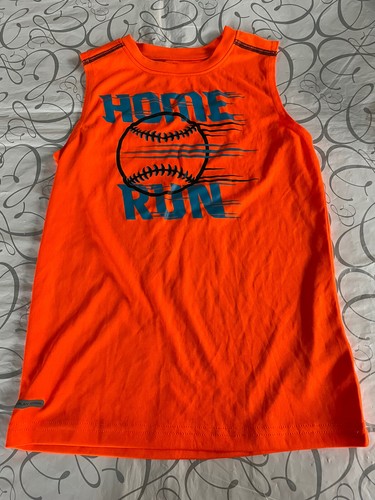 JUMPING BEANS Boys Size Medium 5/6 Orange Graphic Tank Top NWOT
