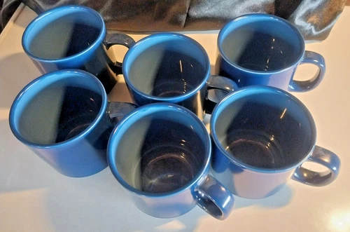 6 Pc Franciscan Oceana coffee mugs Lot Vintage Potter's Art Retro Dining