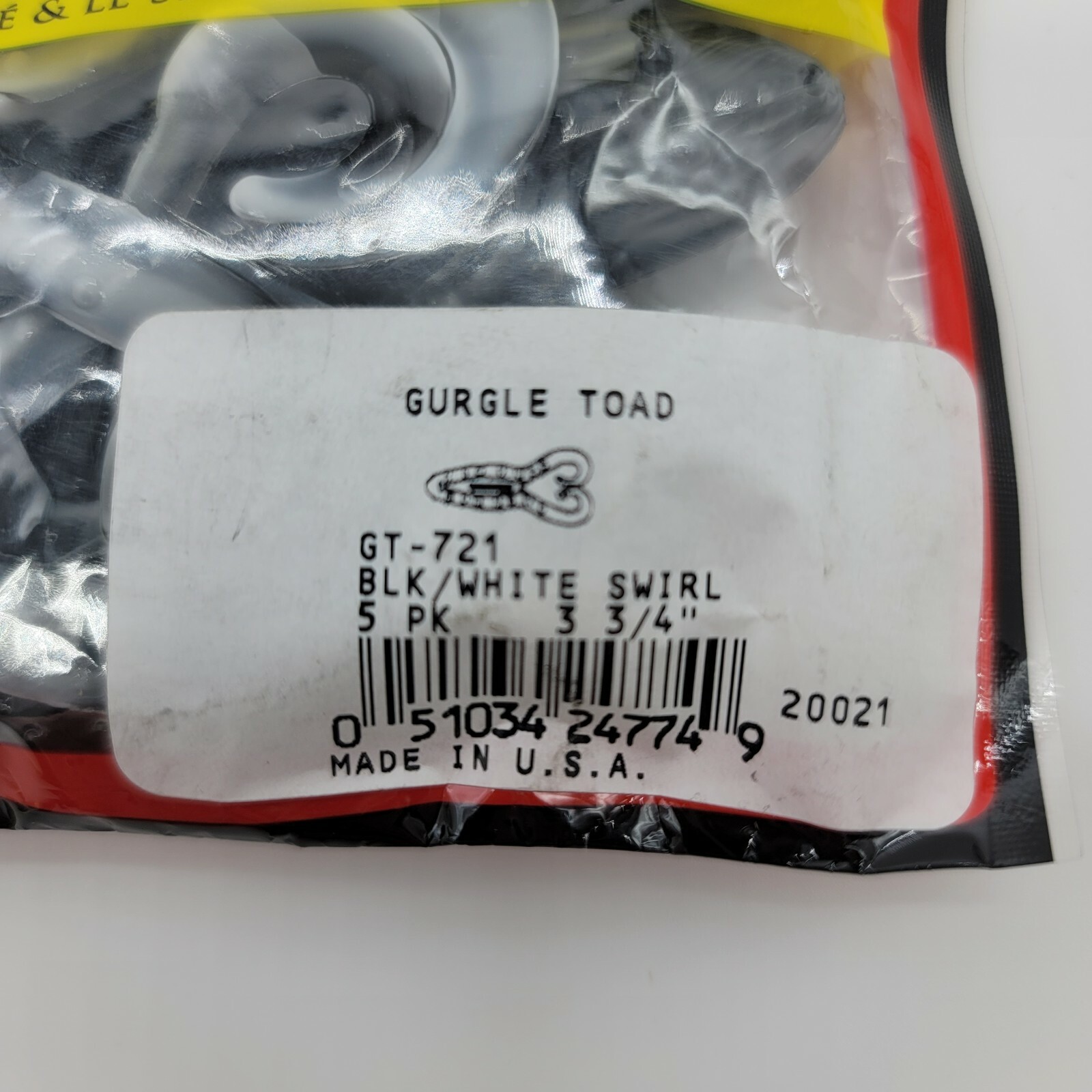 2pks Strike King Gurgle Toad Black & White Swirl GT-721 3.75