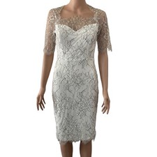 Lulus Dress Elegantly Modern Eyelash Lace Womens Size XS Black White 