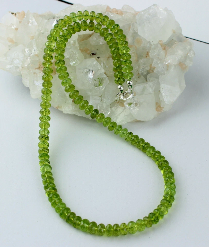 Exklusive Peridot Kette,edelsteinkette Olivin Grün Rondell Collier AAA Qualität - Bild 4 von 4