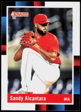 2022 Donruss #269 Sandy Alcantara On Fire Emoji Miami Marlins 1988 Retro