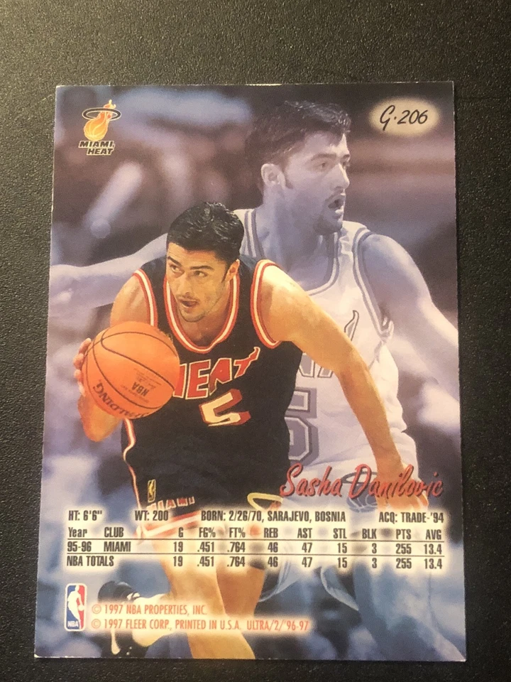 1996-97 Fleer Ultra Gold Medallion Edition Sasha Danilovic #G-206 - Image 2 of 2