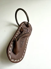 Latico Leather Flip Flop Shoe Keychain Hang Tag Brown Sandal Key Chain Advertis
