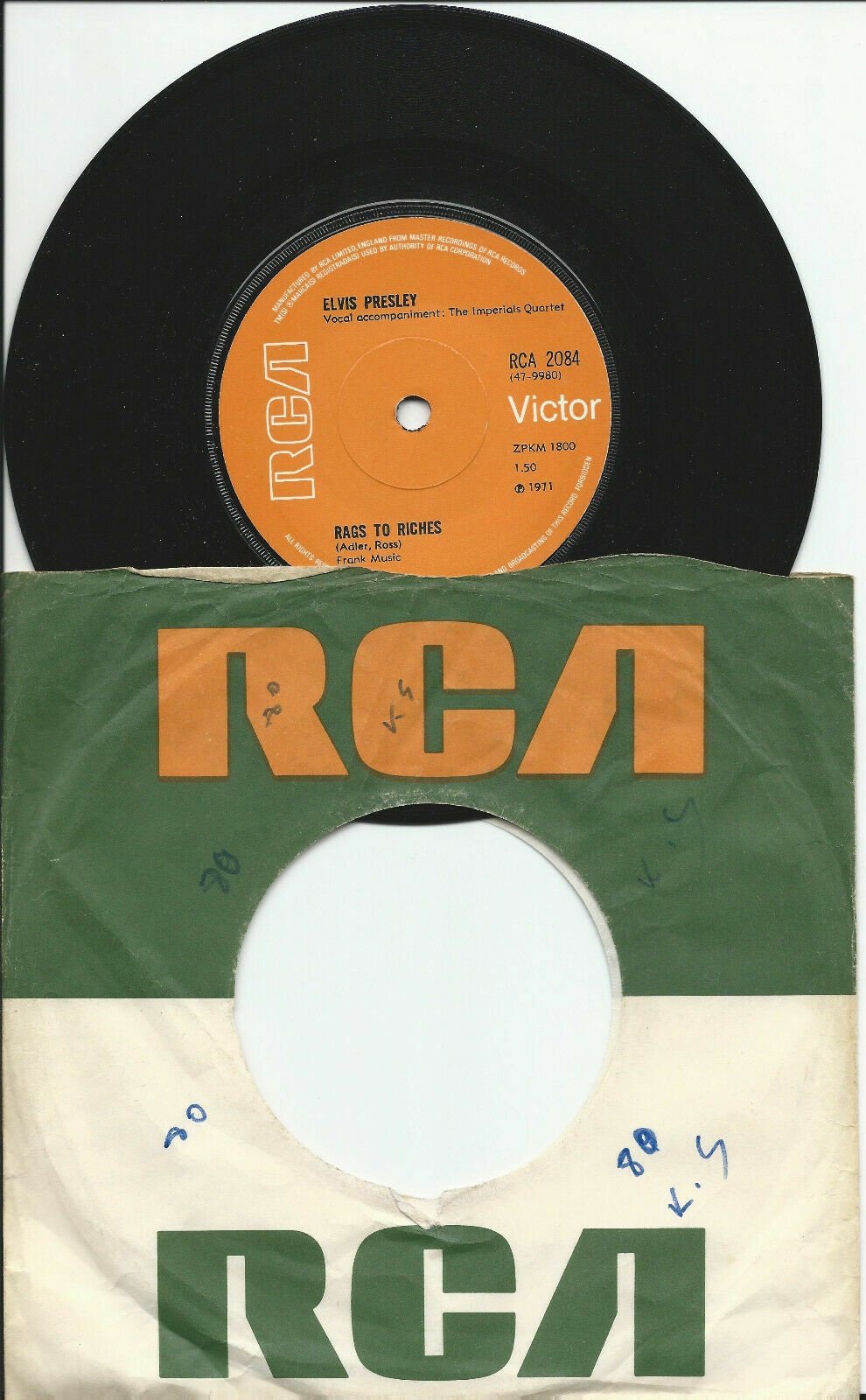 ELVIS PRESLEY - Rags To Riches / Where Did They Go Lord 7" Vinyl Orange label