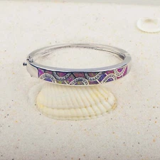 Pink Opal Wave Bangles Cuff 925 Sterling Sliver Jewelry For Women Girls