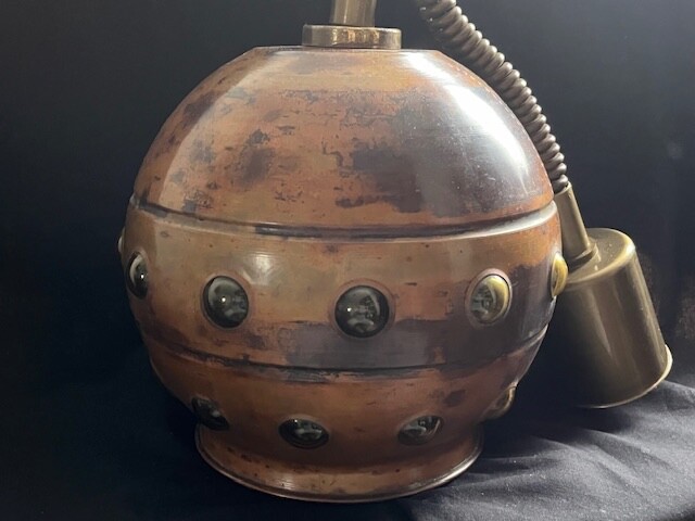 MID CENTURY XXL NANNY STILL FOR RAAK A'DAM ROUND COPPER AMBER GLASS CEILING LAMP