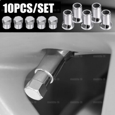 10Pcs Plastic Chrome Car Tire Wheel Tyre Valve Stem Hex Caps with Sleeve Covers