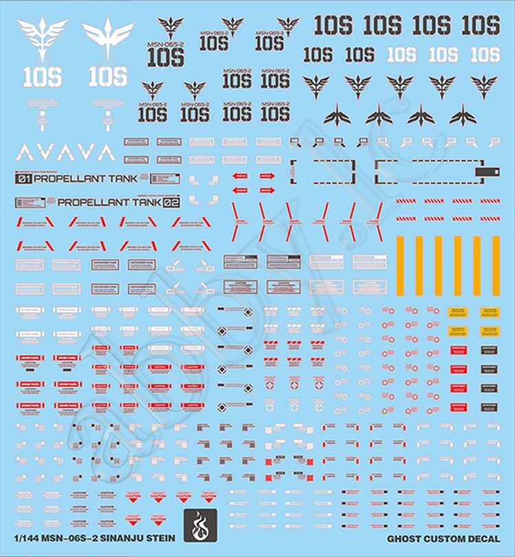 for HG 1/144 Sinanju Stein Narrative ver. NT Water Slide UV Light