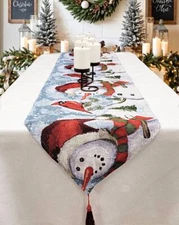 Wizardi Joyful Snowmen Christmas Table Runner F07M5-8E