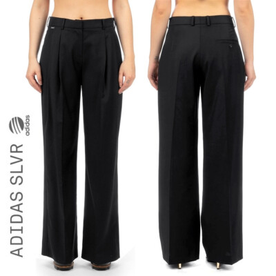 Adidas SLVR Wide Leg Pant Damen Luxus Hose Business Chino Merino Wolle schwarz