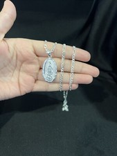 Cadena Figaro medalla virgen de plata de ley 925 de San Judas de San Judas 20 26 30