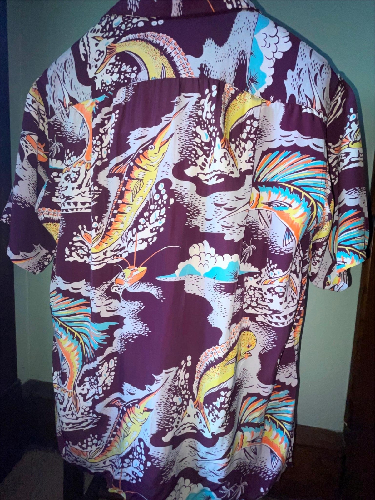 VTG 40S 50S MENS M SILK HAWAIIAN MARLIN SWORDFISH… - image 4