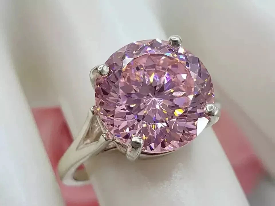 Сертифицированное кольцо с розовым бриллиантом португальской огранки 2,30 карата с отделкой белым золотом - Изображение 2 из 4